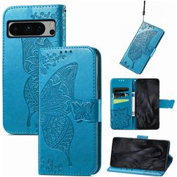 Mobigear Butterfly Google Pixel 8 Pro Hülle Klapphülle Geldbörse - Blau