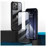 Valenta Full Cover iPhone 14 Pro Max Hülle Gehärtetes Glas Backcover Stoßfest - Transparent / Schwarz