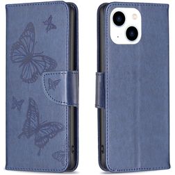 Mobigear Butterfly iPhone 15 Hülle Klapphülle Geldbörse - Blau
