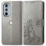 Mobigear Clover Motorola Edge 30 Pro Hülle Klapphülle Geldbörse - Grau