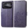 Mobigear Clover POCO C40 Hülle Klapphülle Geldbörse - Lila