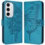 Mobigear Butterfly Samsung Galaxy S24 FE Hülle Klapphülle Geldbörse - Blau