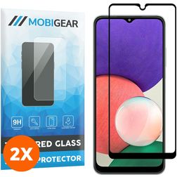 Mobigear Premium Samsung Galaxy A22 5G Panzerglas Gehärtetes Glas Displayschutz - Hüllenfreundlich - Schwarz (2er Pack)