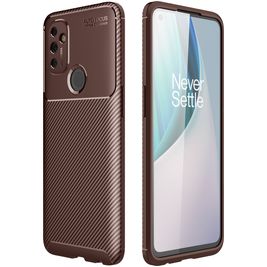 Mobigear Racing OnePlus Nord N100 Hülle Flexibles TPU Backcover - Braun