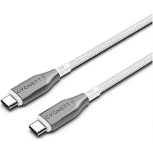 Cygnett Armoured Braided USB-C auf USB-C Kabel 1 Meter - Weiß