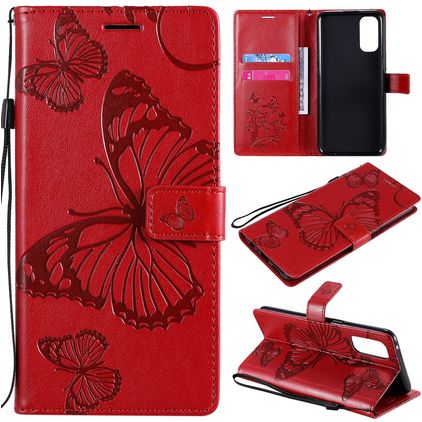 Mobigear Butterfly OPPO Reno 4 Hülle Klapphülle Geldbörse - Rot
