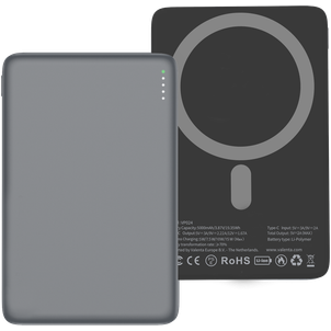 Valenta Ultra Slim Single USB-C Powerbank 5.000 mAh 15W - MagSafe Kompatibel - Grau