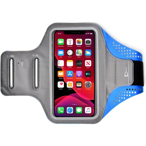 Mobigear Easy Fit Handyhalterung Joggen Motorola Moto G54 Sporthülle Neopren Sportarmband - Blau