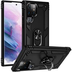 Mobigear Armor Ring Samsung Galaxy S22 Ultra Hülle Hardcase Backcover Stoßfest mit Ringhalter - Schwarz