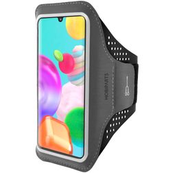 Mobiparts Comfort Fit Handyhalterung Joggen Samsung Galaxy A41 Sporthülle Neopren Sportarmband - Schwarz