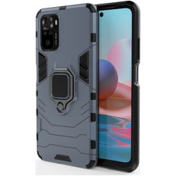 Mobigear Armor Ring Xiaomi Redmi Note 10S Hülle Hardcase Backcover Stoßfest mit Ringhalter - Blau