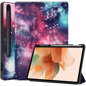 Mobigear Tri-Fold Gel Samsung Galaxy Tab S7 FE Hülle TPU,Kunstleder Klapphülle + Stifthalter - Milky Way