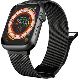 Mobigear Luxury Loop Milanaise Apple Watch Armband Magnetverschluss - 49/46/45/44 mm - Schwarz