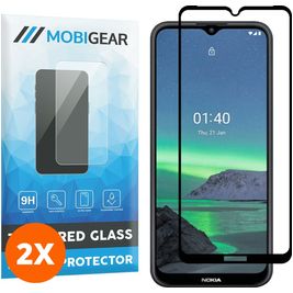 Mobigear Premium Nokia 1.4 Panzerglas Gehärtetes Glas Displayschutz - Hüllenfreundlich - Schwarz (2er Pack)