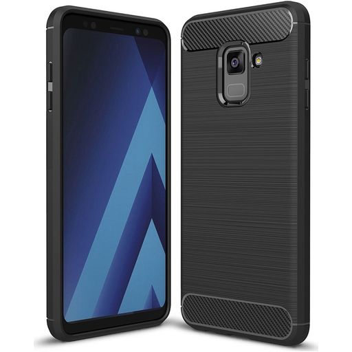 Mobigear Brushed Slim Samsung Galaxy A8 (2018) Hülle Flexibles TPU Backcover - Schwarz