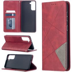 Mobigear Rhombus Slim Samsung Galaxy S21 Plus Hülle Klapphülle - Rot