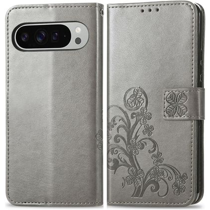 Mobigear Clover Google Pixel 9 Pro XL Hülle Klapphülle Geldbörse - Grau