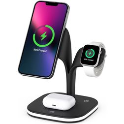 Mobigear MagStation Pro 3in1 MagSafe Ladestation für iPhone / AirPods & Apple Watch - Schwarz