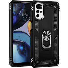 Mobigear Armor Ring Motorola Moto G22 Hülle Hardcase Backcover Stoßfest mit Ringhalter - Schwarz