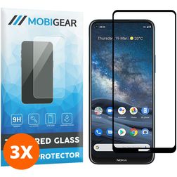 Mobigear Premium Nokia 8.3 Panzerglas Gehärtetes Glas Displayschutz - Hüllenfreundlich - Schwarz (3er Pack)