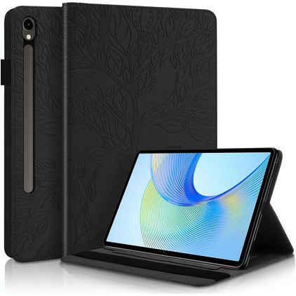 Mobigear Tree Samsung Galaxy Tab S10 FE Plus Hülle Klapphülle + Stifthalter - Schwarz