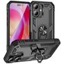 Mobigear Armor Ring iPhone 16 Hülle Hardcase Backcover Stoßfest mit Ringhalter - Schwarz