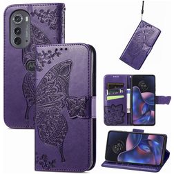 Mobigear Butterfly Motorola Edge (2022) Hülle Klapphülle Geldbörse - Lila