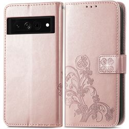 Mobigear Clover Google Pixel 7 Hülle Klapphülle Geldbörse - Roségold
