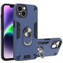 Mobigear Armor Ring iPhone 14 Hülle Hardcase Backcover Stoßfest mit Ringhalter - Blau
