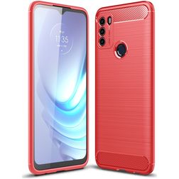 Mobigear Brushed Motorola Moto G50 Hülle Flexibles TPU Backcover - Rot