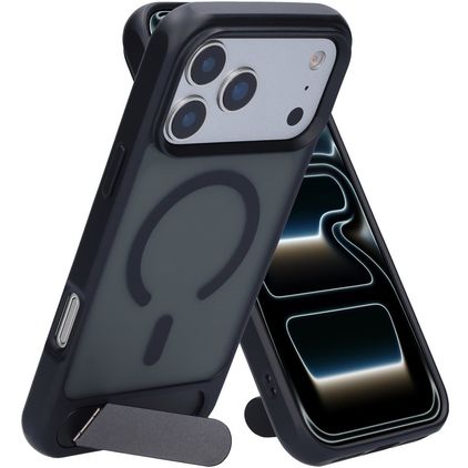 Mobiparts Hardcover iPhone 17 Pro Max MagSafe Hülle Hardcase Backcover mit Ständer - Satin Black