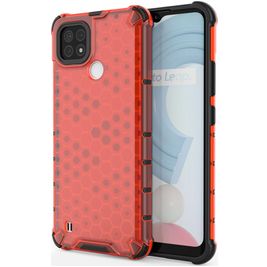 Mobigear Honeycomb Realme C21 Hülle Hardcase Backcover Stoßfest - Rot
