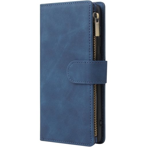 Mobigear Zipper Samsung Galaxy A71 Hülle Klapphülle Geldbörse - Blau