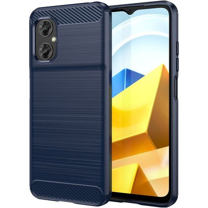 Mobigear Brushed Slim POCO M5 Hülle Flexibles TPU Backcover - Marineblau
