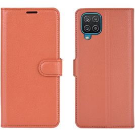 Mobigear Classic Samsung Galaxy A12 Hülle Klapphülle Geldbörse - Cognac