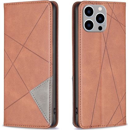 Mobigear Rhombus Slim iPhone 15 Pro Max Klapphülle - Braun