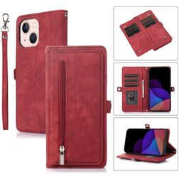 Mobigear Zipper iPhone 14 Plus Hülle Klapphülle Geldbörse - Rot