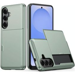 Mobigear Card Samsung Galaxy S26 Hülle Hardcase Backcover Stoßfest mit Kartenhalter - Dunkelgrün