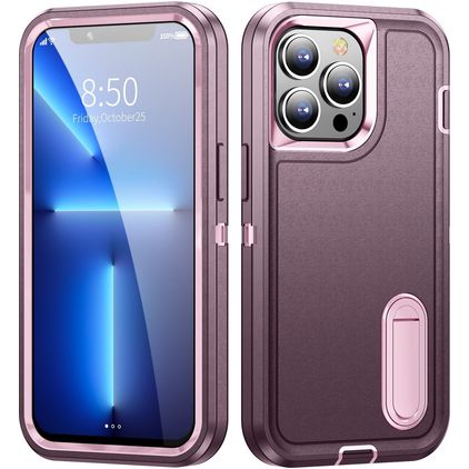 Mobigear Rugged Stand iPhone 14 Hülle Hardcase Backcover Stoßfest mit Ständer - Lila