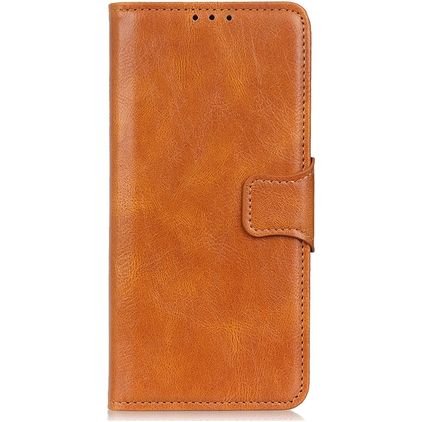Mobigear Classy Motorola One Fusion Plus Hülle Klapphülle Geldbörse - Cognac
