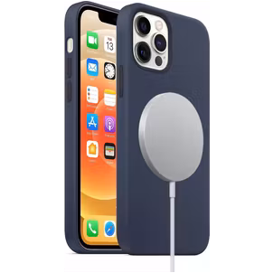 Mobigear Rubber Touch iPhone 12 Silikon MagSafe Hülle Backcover - Marineblau