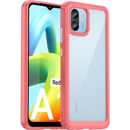 Mobigear Crystal Xiaomi Redmi A1 4G Hülle Hardcase Backcover Stoßfest - Transparent / Rot