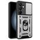 Mobigear Armor Ring Cam Slide Samsung Galaxy S24 FE Hülle Hardcase Backcover Stoßfest mit Ringhalter und Kamera Slider - Silber