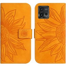 Mobigear Sunflower Motorola Moto G72 Hülle Klapphülle Geldbörse - Cognac