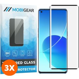 Mobigear Premium OPPO Reno 6 Pro 5G Panzerglas Gehärtetes Glas Displayschutz - Hüllenfreundlich - Schwarz (3er Pack)