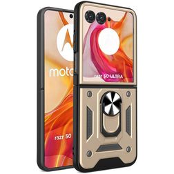 Mobigear Armor Ring Motorola Razr 50 Ultra Hülle Hardcase Backcover Stoßfest mit Ringhalter - Gold