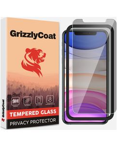 GrizzlyCoat Easy Fit AntiSpy iPhone X Panzerglas Gehärtetes Glas Displayschutz Privacy - Hüllenfreundlich + Applikator