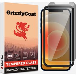 GrizzlyCoat Easy Fit AntiSpy iPhone 12 Pro Panzerglas Displayschutz Privacy - Hüllenfreundlich + Montagerahmen