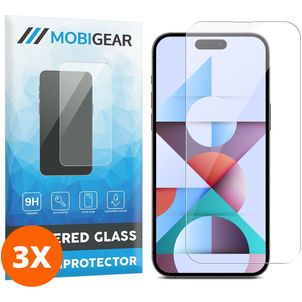 Mobigear iPhone 15 Pro Panzerglas Gehärtetes Glas Displayschutz - Hüllenfreundlich (3er Pack)