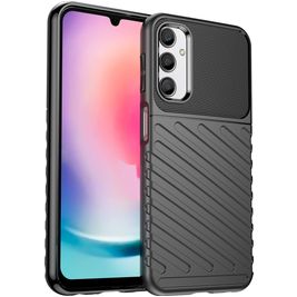 Mobigear Groove Samsung Galaxy A24 Hülle Flexibles TPU Backcover - Schwarz